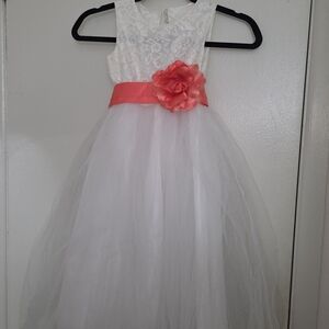 Charming White and Pink Kids Formal Dress